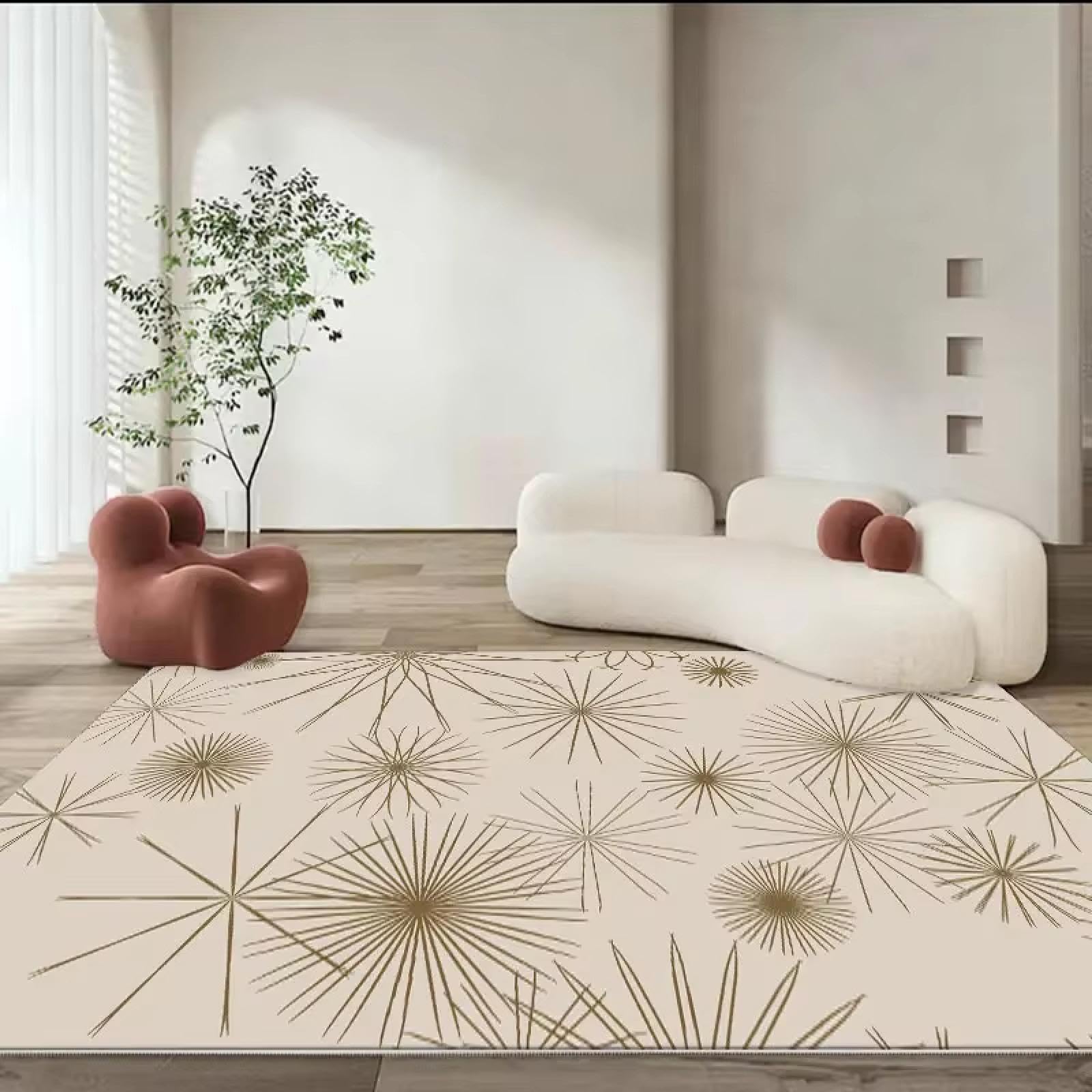 Tapis de chambre confortable à lignes géométriques modernes : modèle déco lavable 100x140