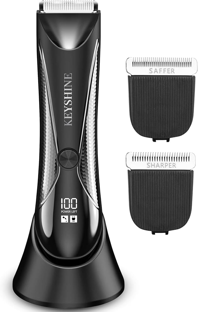 2 in 1 Groin Hair Trimmer & Body Groomer for Men, Ball Shaver with 2 Different Replaceable