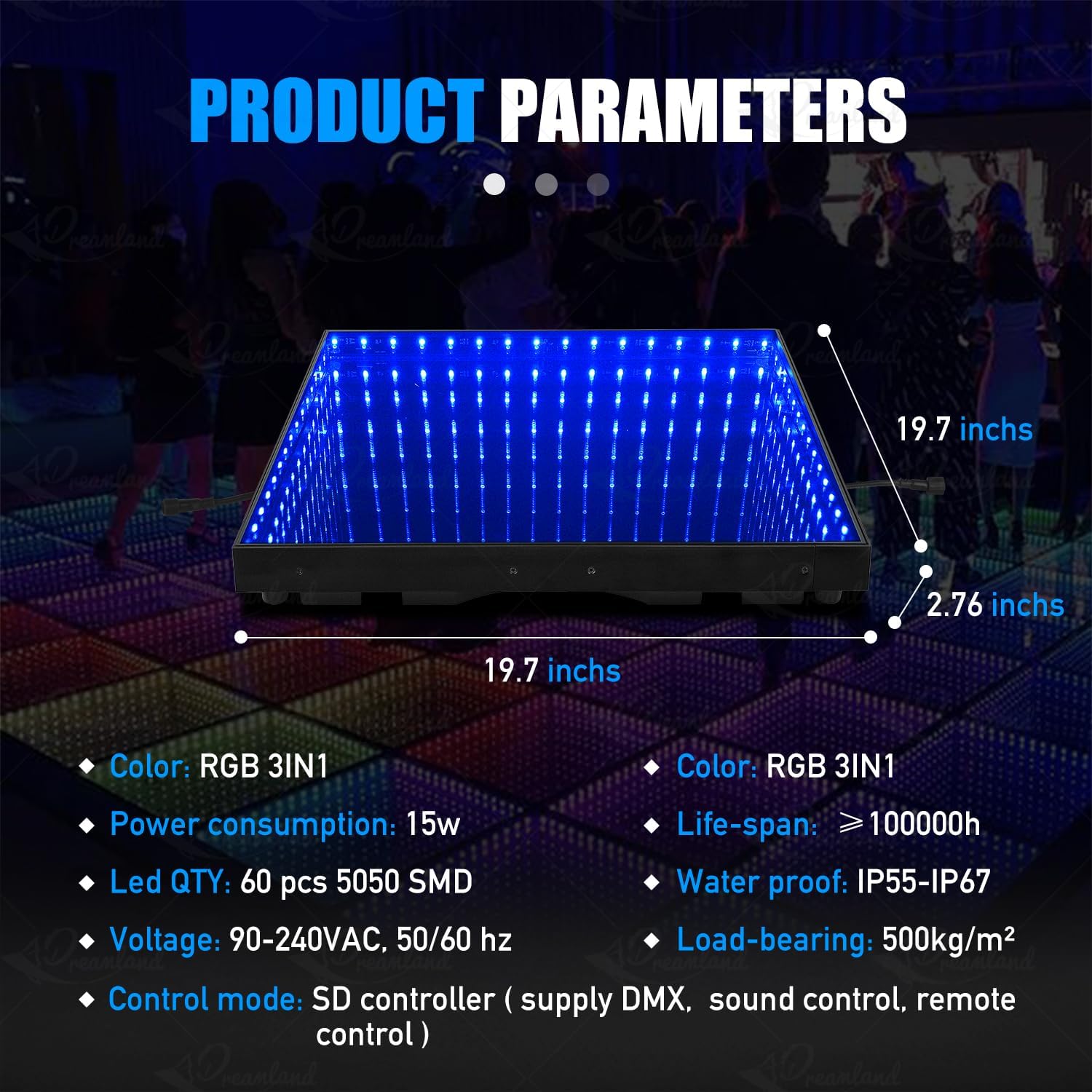 MOKA SFX Infinity Led Dance Floor Panels Mirror 3D Effect (Wired