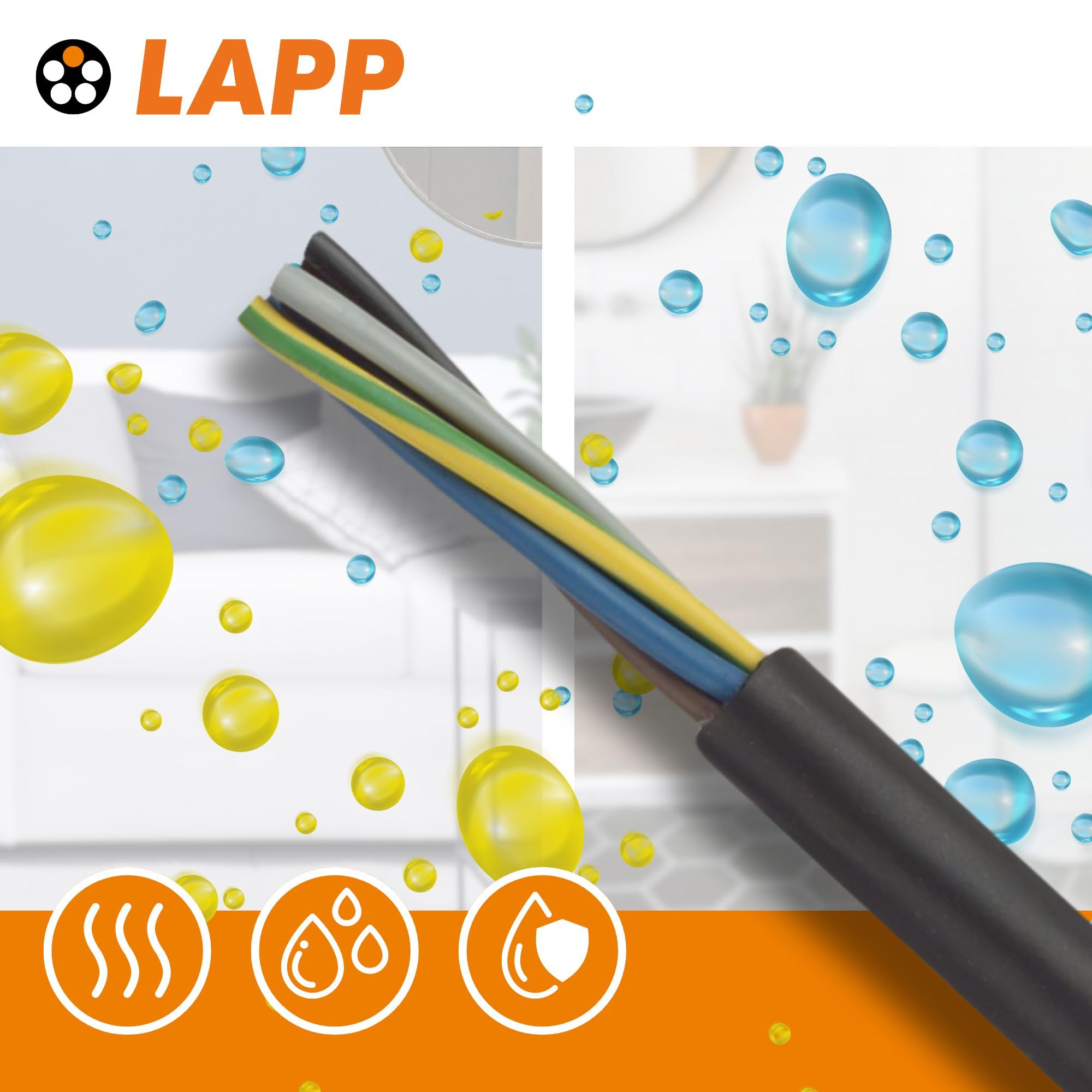 Lapp 10m Câble Caoutchouc H05RN-F 3G1 mm² - Fil Souple 3x1 Noir