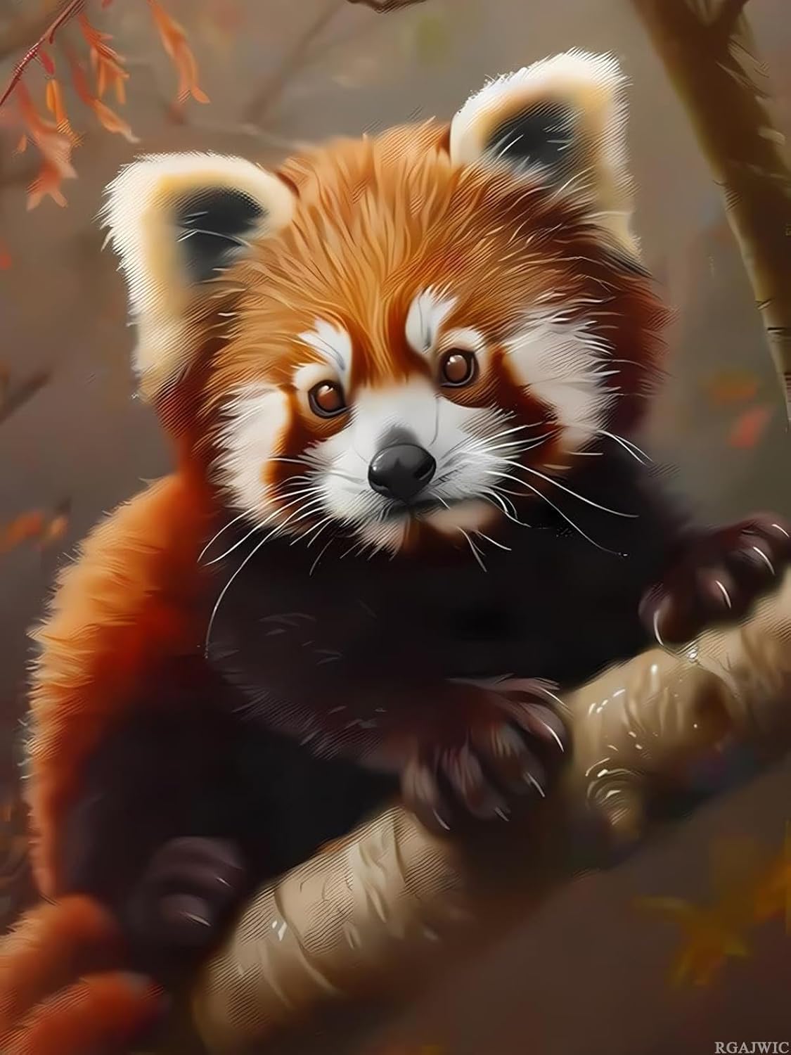 RGAJWIC 5D The Cute Red Panda Painting Diamond Painting Kits for Adults Beginner, DIY Red Panda Diamond Art for Home Wall Decor Gifts Full Drill Round Gem Art 12x16 inch