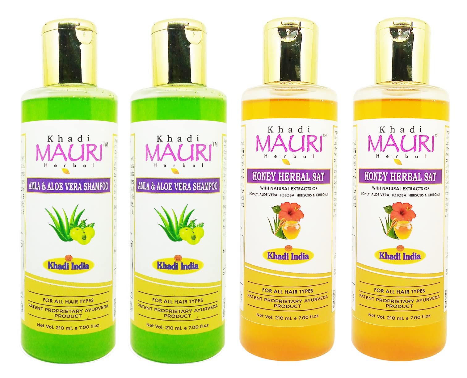Khadi MAURIHoney Herbal & Amla Aloe Vera Shampoo - Pack of 4 (840 ml)