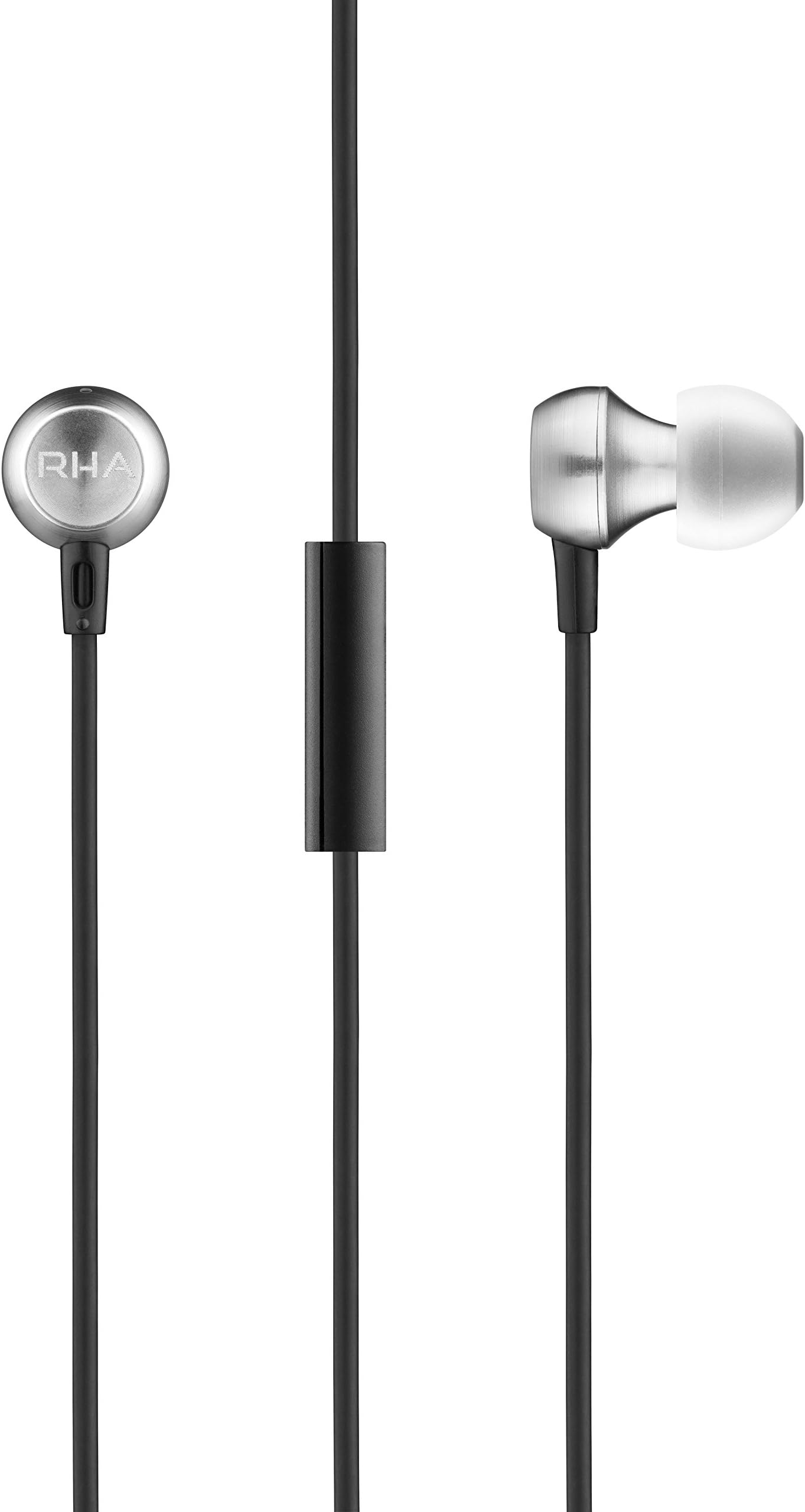 RHA MA390 Universal: Noise Isolating Aluminium In-Ear Headphones with Universal Remote & Microphone, 3 Year Warranty included,Silver