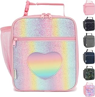 GYEUKHAM Lunch Box for Kids Boys Girls Men Women, Insulated Small Soft Cooler Lunch Bag Kit for School Work Picnic Travel - Reusable Portable lunchbox,Rainbow Heart