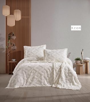 Sutra Pun  Work Double Bedspread Set cream