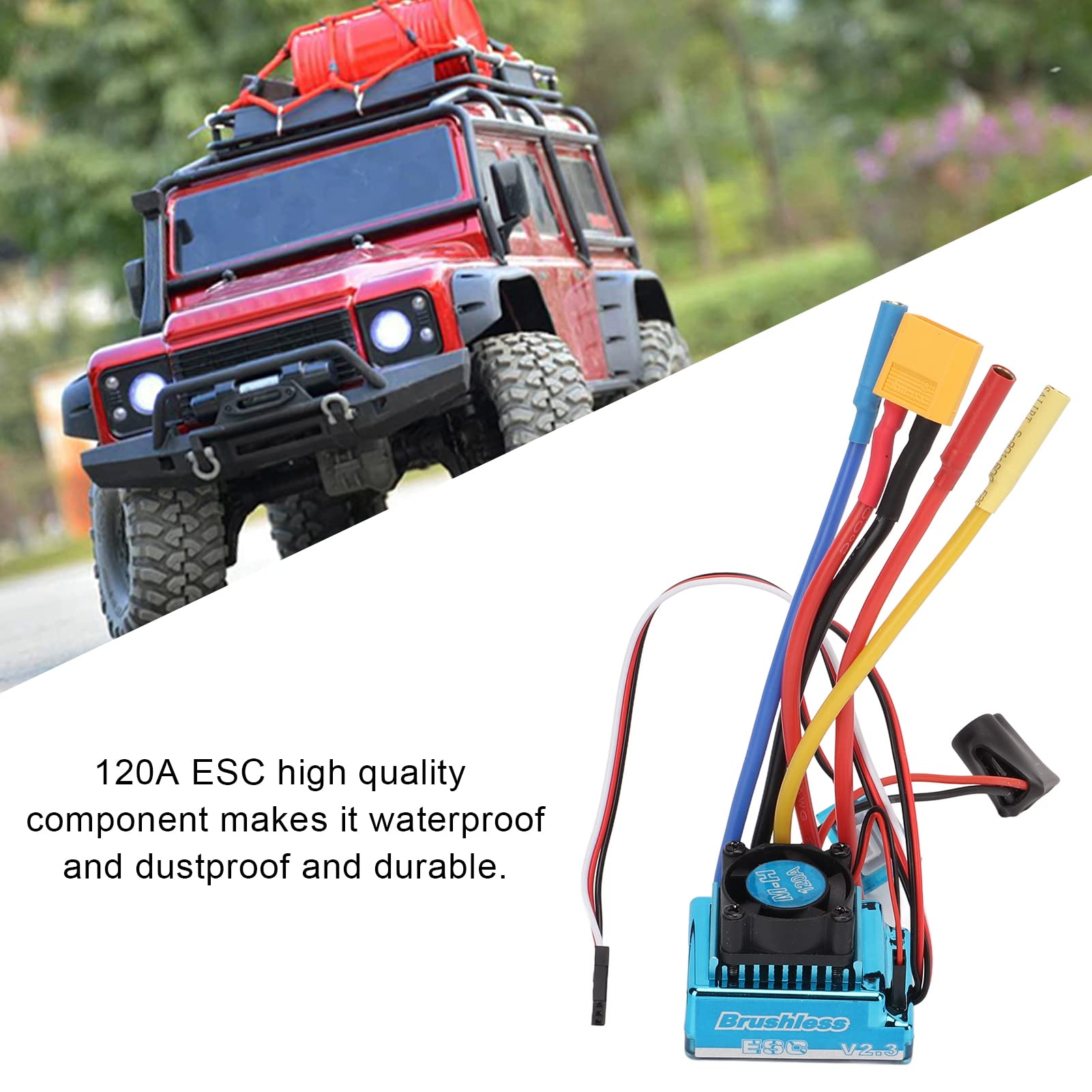 Drfeify Zestaw Silnika Bezszczotkowego 3650, Silnik Bezszczotkowy 3100KV ze Stopu Aluminium z 120A ESC i kartą Programowania, Konfiguracja 2 do 4S XT60, dla 1 10 1 8 Użytkowników Samochodów RC