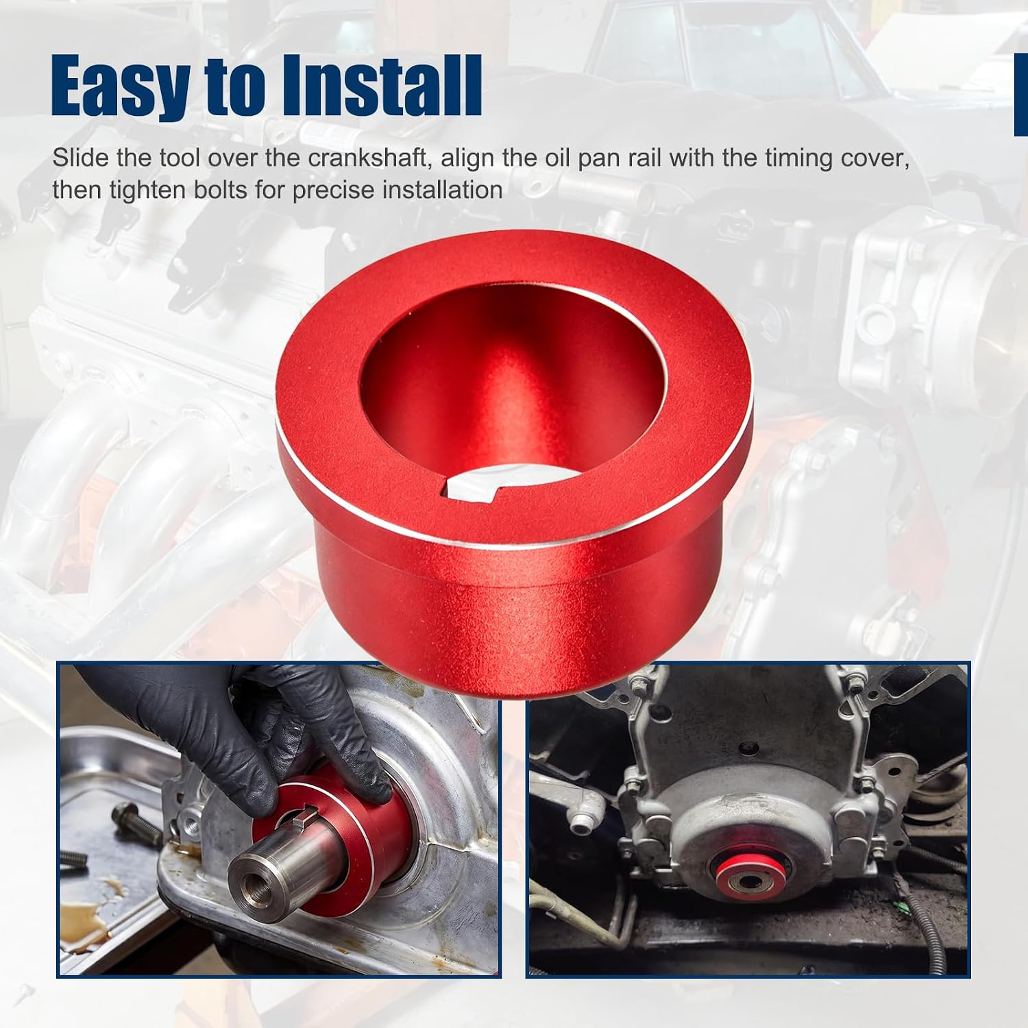 LS Timing Cover Alignment Tool, Aluminum Front Rear Cover Alignment Tool Seal Installer Seal Kit for LS Series Engines LS1 LS2 LS3 LS6 LS LQ4 LQ9 4.8 5.3 5.7 6.0 6.2, Red