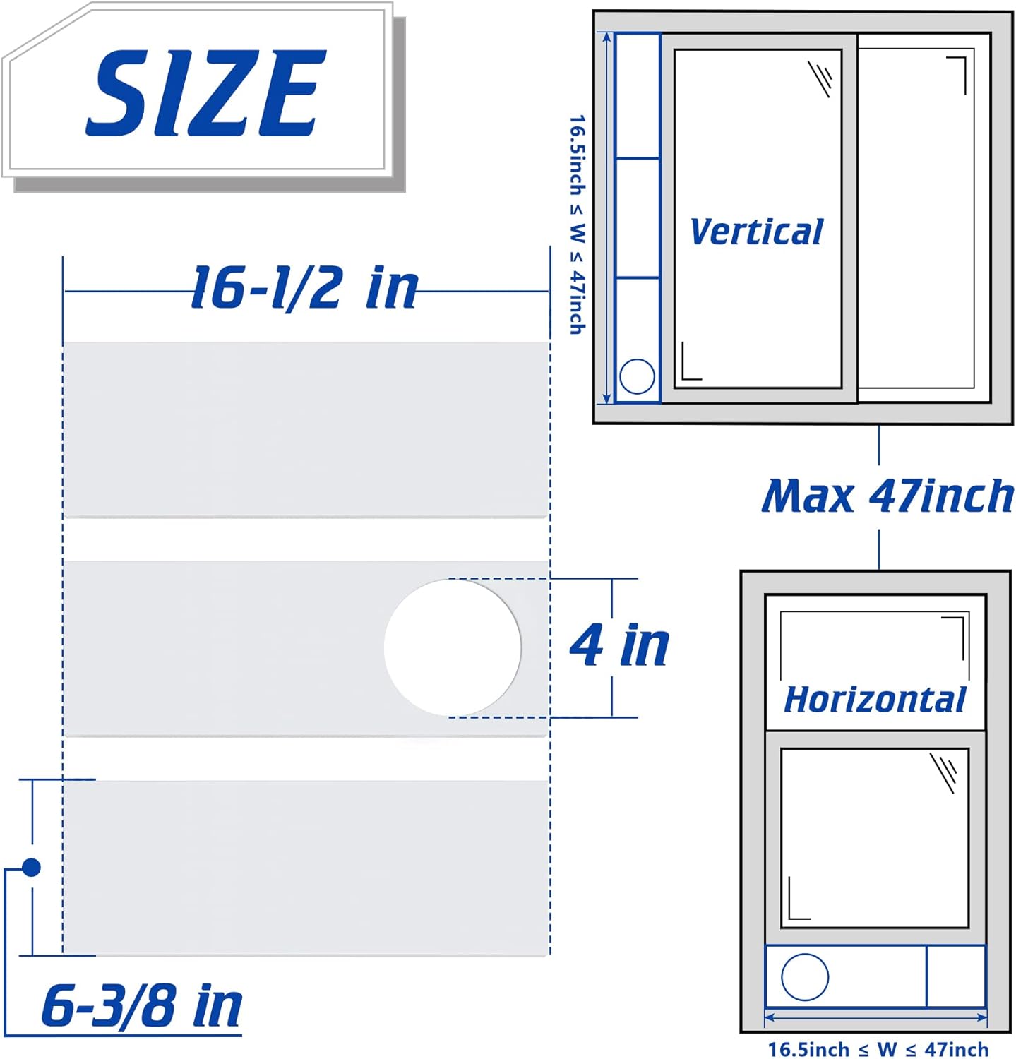 Dryer Vent Seal Plates Kit for Dryer Hose with 4" Diameter, Adjustable Seal Panels with Installation Seal Tape, Window Vent Kit for Sliding Windows