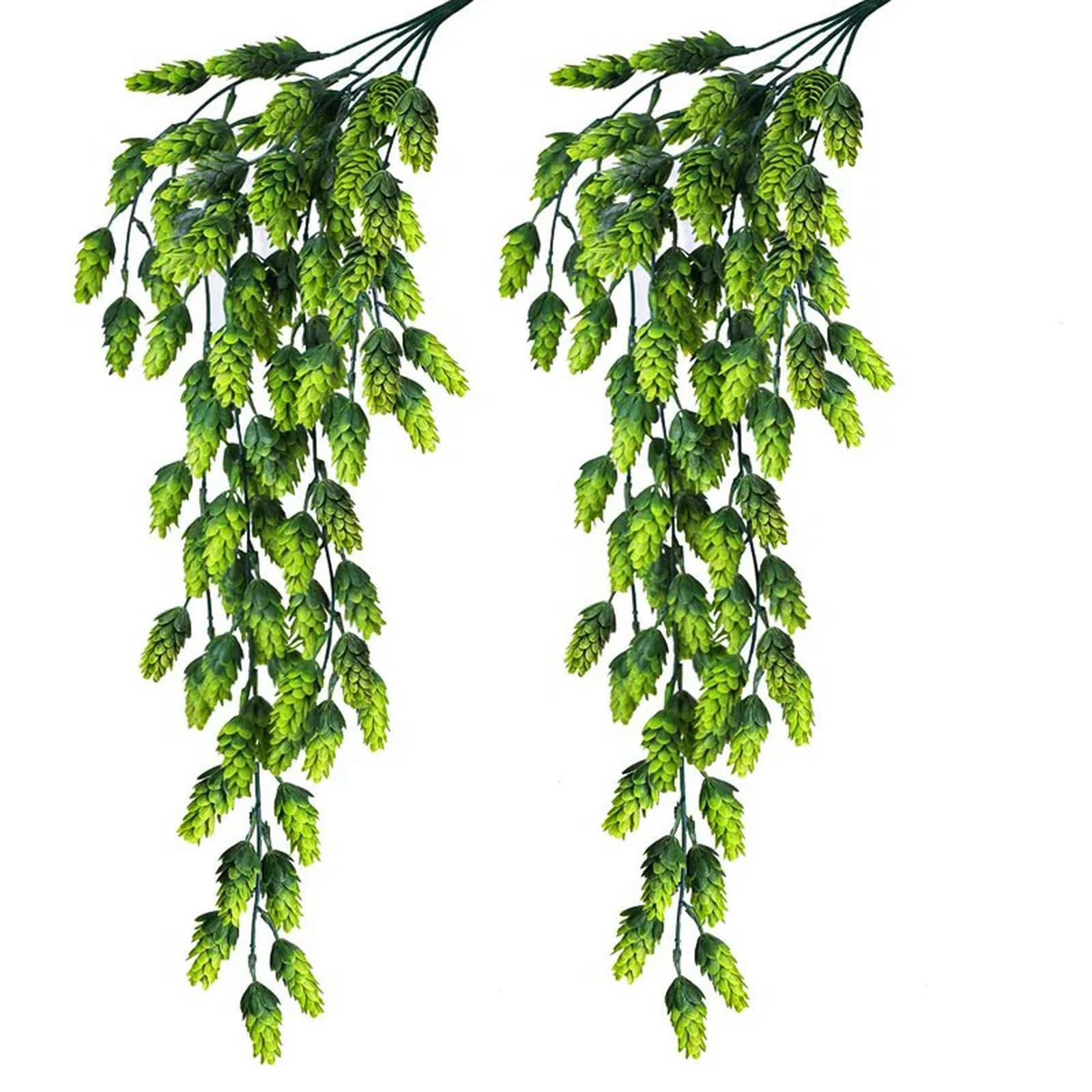 TVIVID 2Pcs 80cm Artificial Hops Flower Vine Garland Plant Fake Hanging Vine Hops Faux Hops Artificial Hanging Plants for Home Decor
