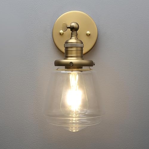 Miniatura 6 de Phansthy Lámpara de pared industrial, lámpara de pared ajustable de 180 grados, lámpara de pared con pantalla de vidrio, iluminación decorativa de