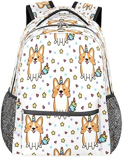 Mochilas para meninos e meninas cachorro unicórnio mochila para laptop mochila escolar com vários bolsos mochila de estrela de filhote com alça de ombro ajustável para viagens, caminhadas, acampamento, Multi, Medium