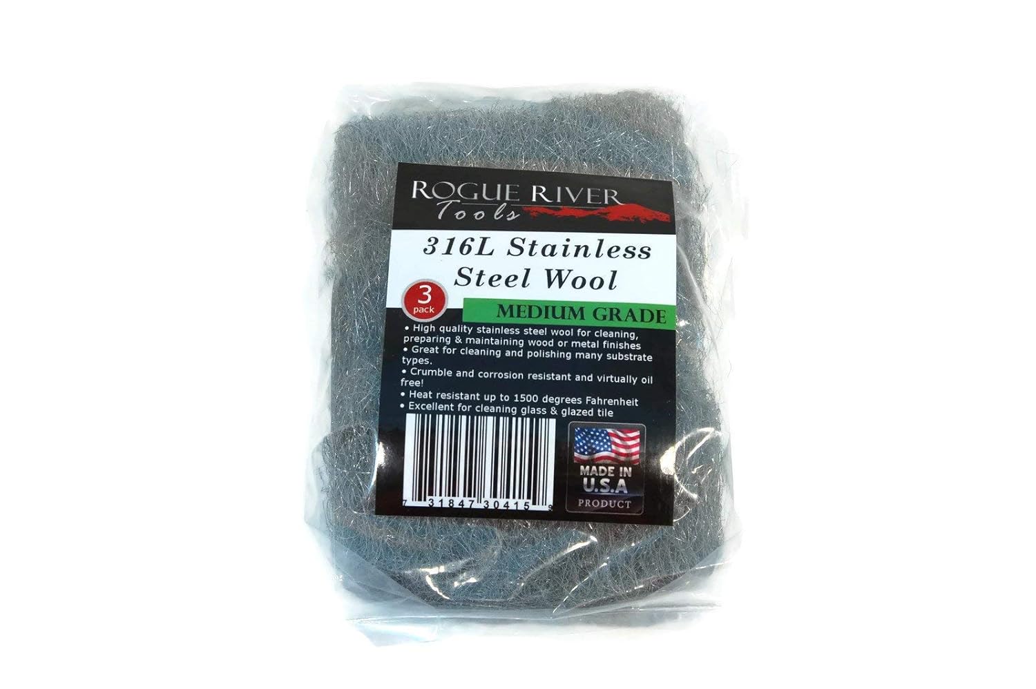 Rogue River Tools (3 Pack) 316L Medium Food Grade Stainless Steel Wool