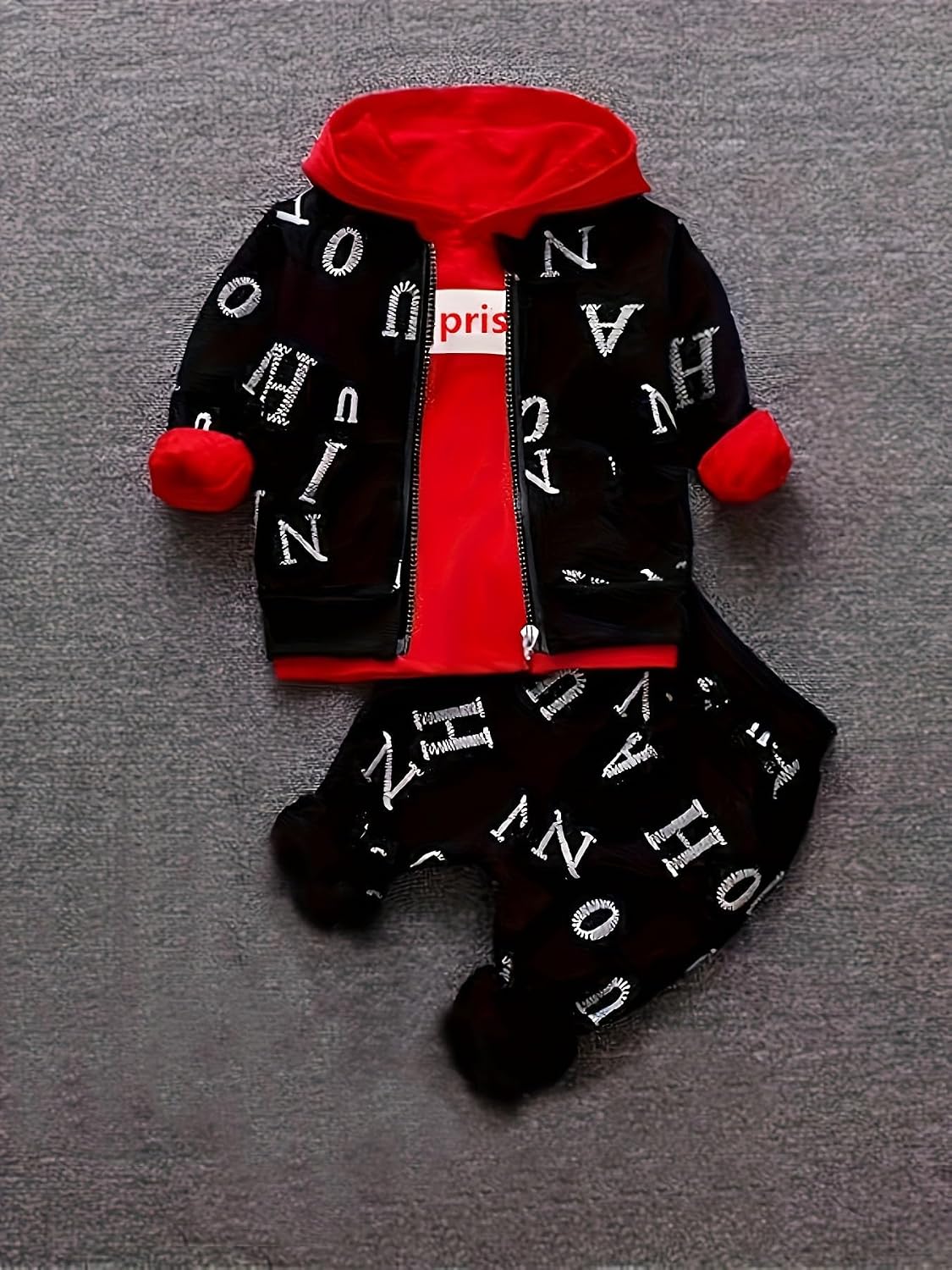 Baby Boys Spring Autumn Letter Printed Jacket+Casual White T-Shirt Long Sleeve+Letter Sweatpants 3pcs Clothes Sets
