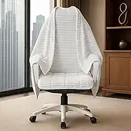 Cozy Office Chair Blanket, White Striped Flannel Fleece Desk Wearable Blanket for Work, Work from Home Gifts & Practical Gifts for Cold People Stay Warm with Chair Wrap Attaches
