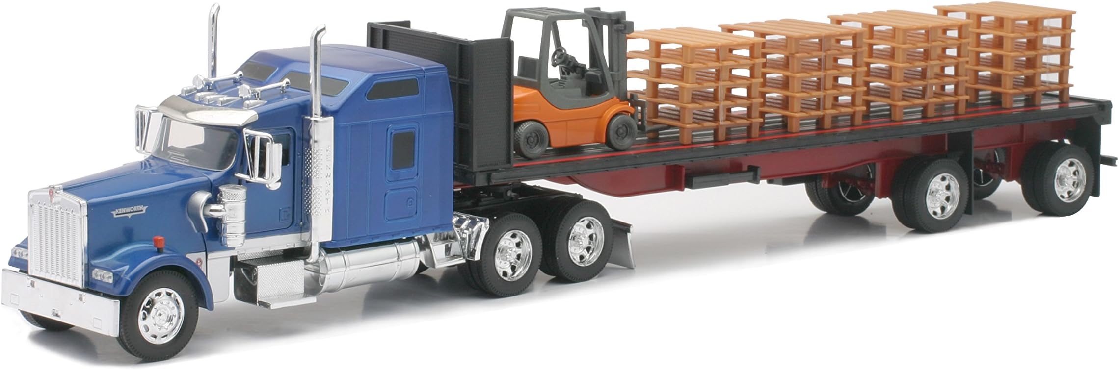 Kenworth Flatbed W/Forklift and Pallet by New Ray