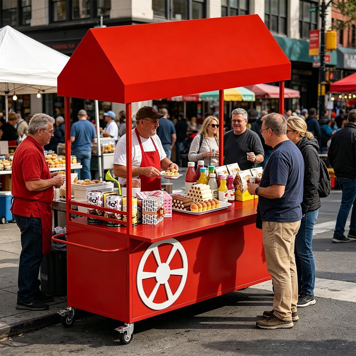 Carrito portátil con toldo, diseño plegable resistente para ventas al aire libre, mercados, eventos y negocios de aperitivos