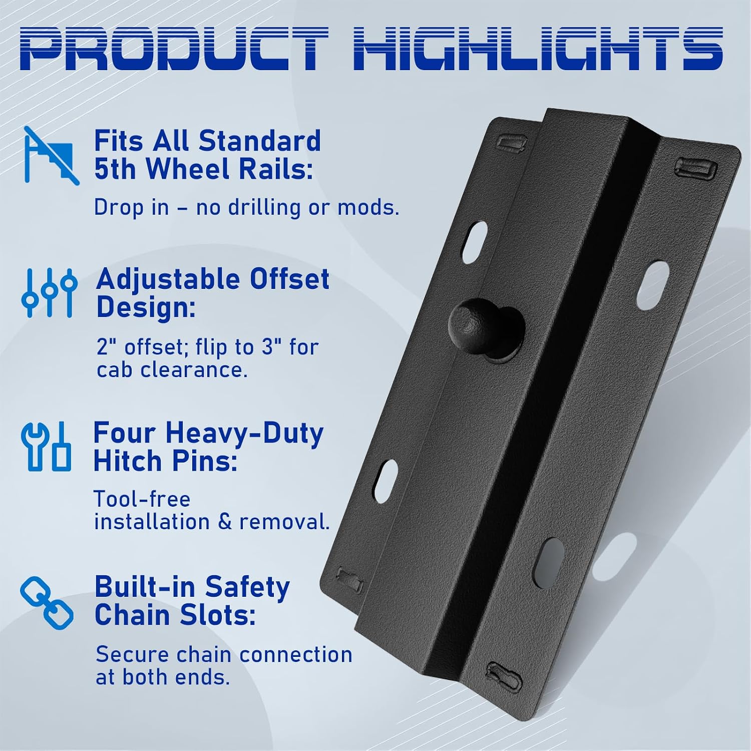 Universal 30,000 lbs Gooseneck Hitch Plate Fit for 5th Wheel Rails, Gooseneck Ball Plate with 2-5/16 inch Ball for Pickup Truck Bed Trailer Towing