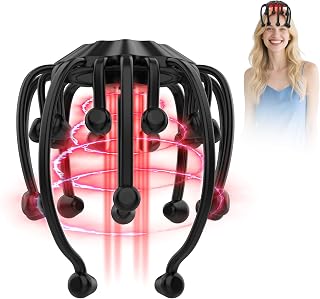 Electric Head Scalp Massager,with 20 Vibrating Contacts,5 Modes,Portable Bluetooth 360° Head Adjustable Massager for Stress Relax,Relief Headaches,Improve Sleep