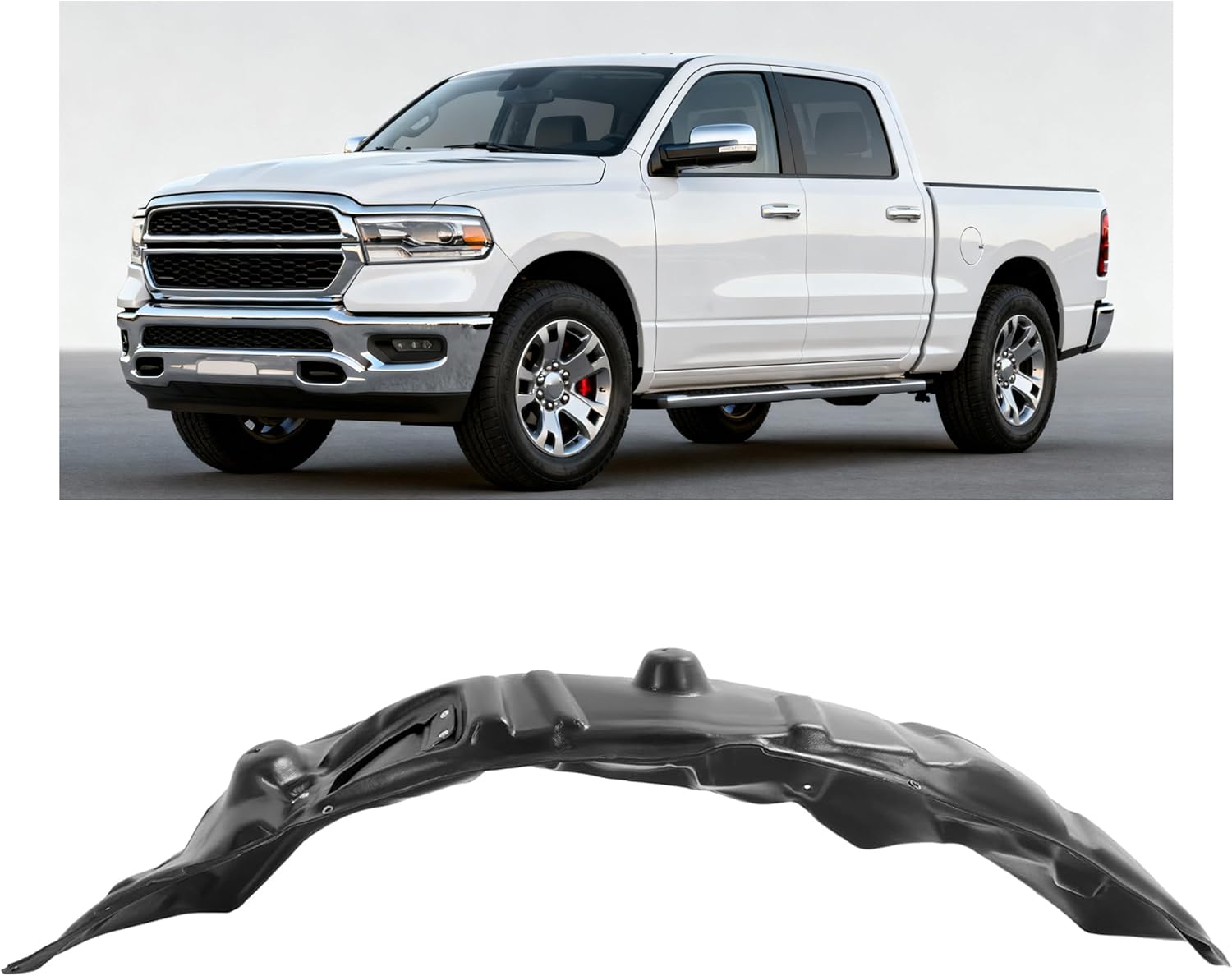 ALMULOO Front Left Fender Liner Inner Panel Compatible with 2009-2018 Dodge Ram 1500 2019-2024 Ram 1500 Classic Replacement for 68110687AE CH1248152 Driver Side Wheel Liner Splash Shield