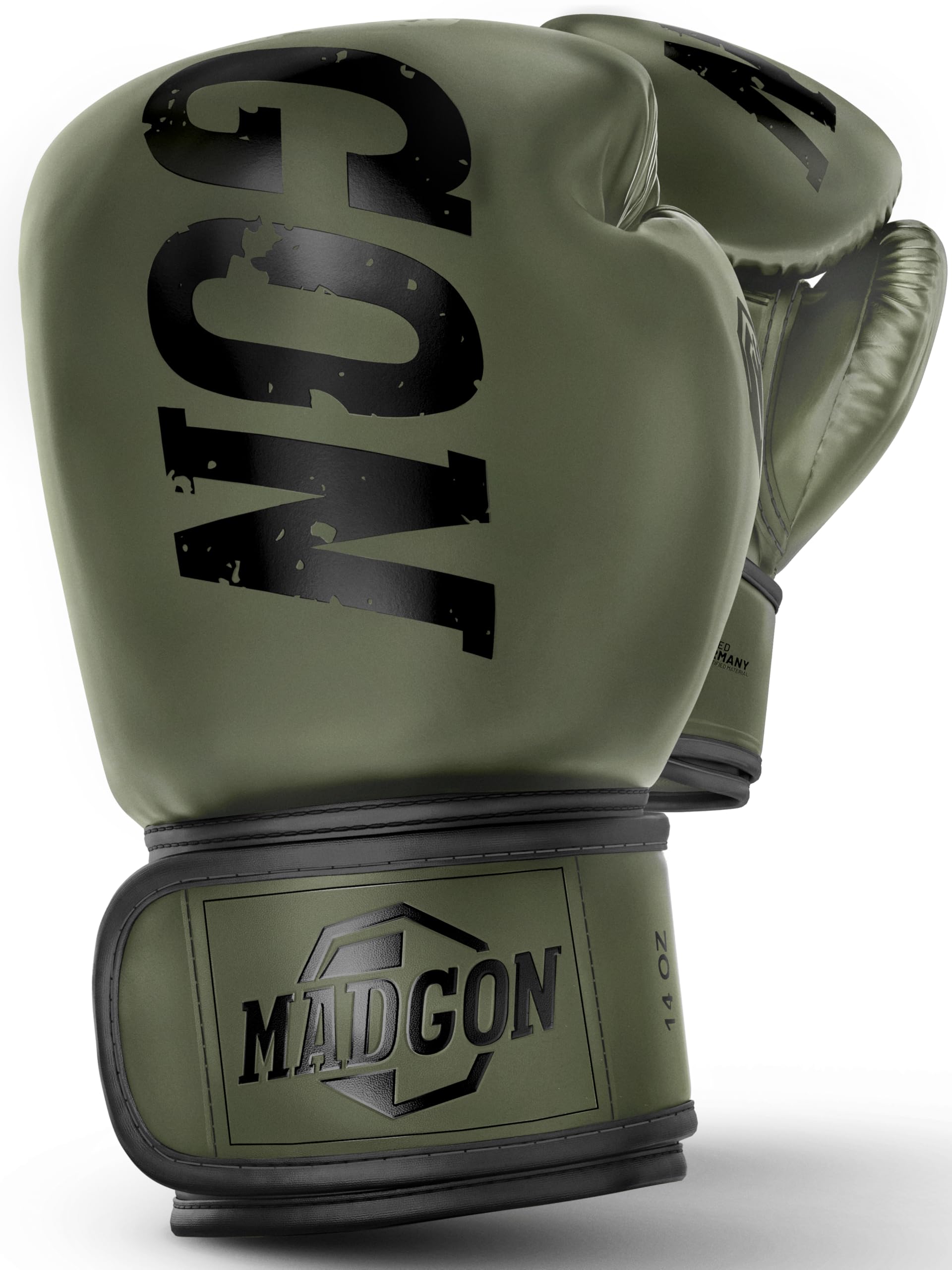 MADGON Gants de Boxe en Matériau de la Meilleure Qualité pour Une Durée de Vie Exceptionnelle - Gants MMA, pour Les Arts Martiaux, Le Sparring avec Une Absorption Optimale des Chocs, Sacoche Incluse