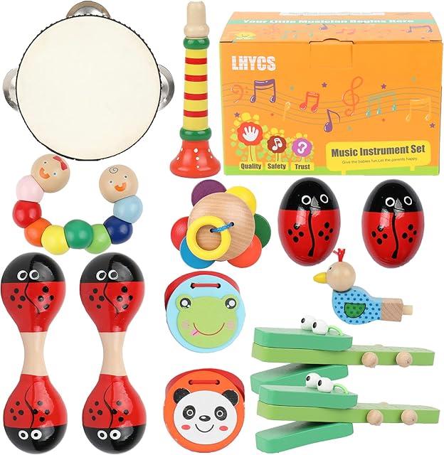 LHYCS 13PCS Children's Musical Instrument Set, Musical Toys for Boys and Girls Preschool Education, Birthday