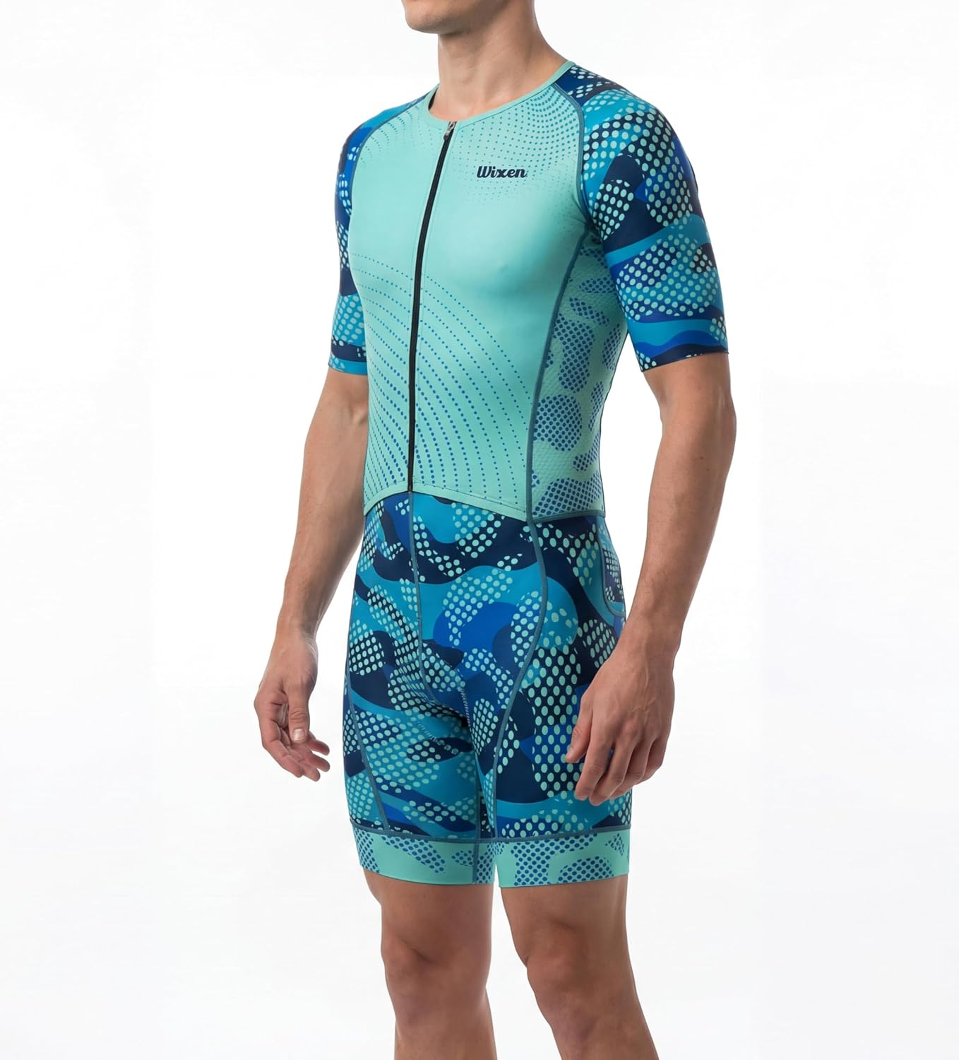 Wixen Men’s Aero Triathlon Suit – Quick Dry, Breathable Men Tri Suit with Rear Pockets Skinsuit for Swim Bike Run image 2
