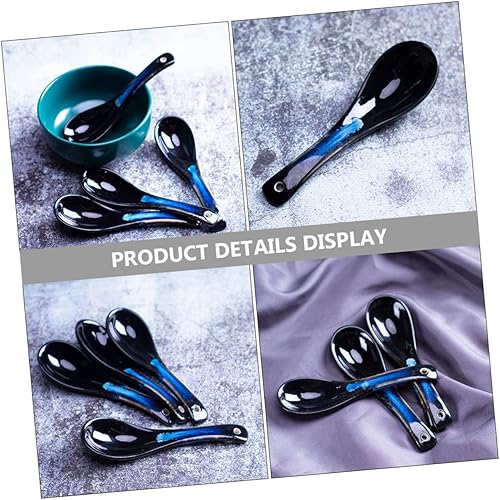 Miniatura 7 de Luxshiny Cucharas de cerámica para horno, cucharas japonesas, fideos asiáticos, ramen, cucharas de sopa asiática, cuchara japonesa, cuchara de cena,