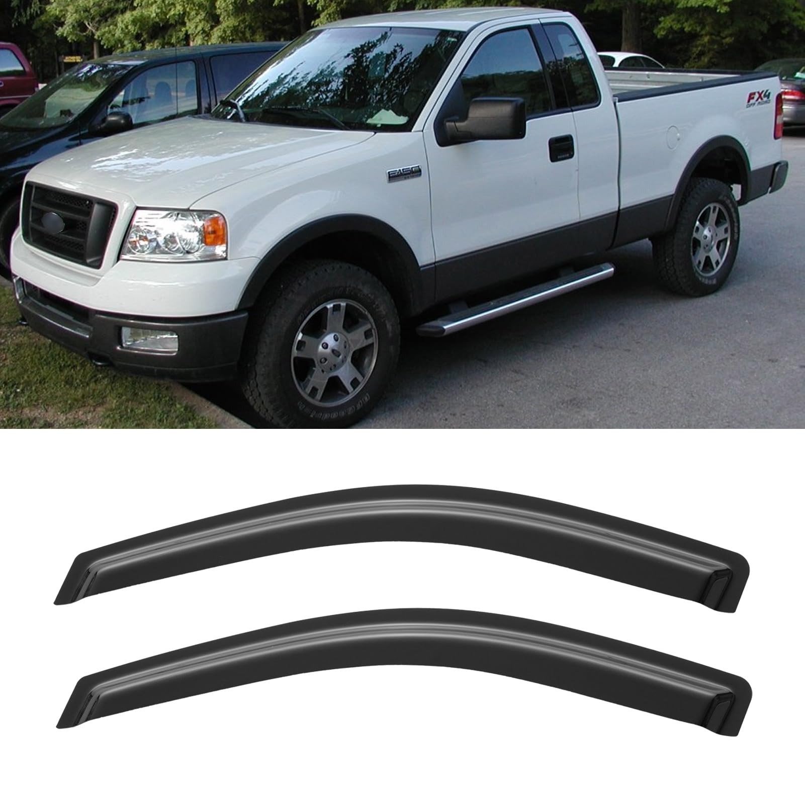 Window Rain Guards Visors for 2004-2008 Ford F150 Regular Cab, Out-Channel Window Vent Wind Shades Shield Deflectors for 04-08 F-150 (Not for 2004 F150 Heritage)