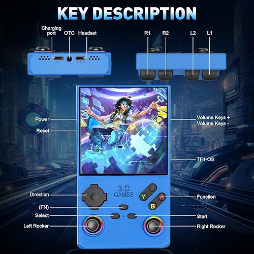 Miniatura 5 de Hugawello R40 MAX handheld device, 40000 in 1 high-definition gaming mini retro video console, 4-inch IPS screen, 256GB RAM, 45 built-in emulators,