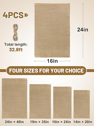 Vista 20 de ANPHSIN 4 bolsas de arpillera natural transpirables – 24 x 40 pulgadas, reutilizables, gruesas, yute, papa, cebolla, almacenamiento de alimentos