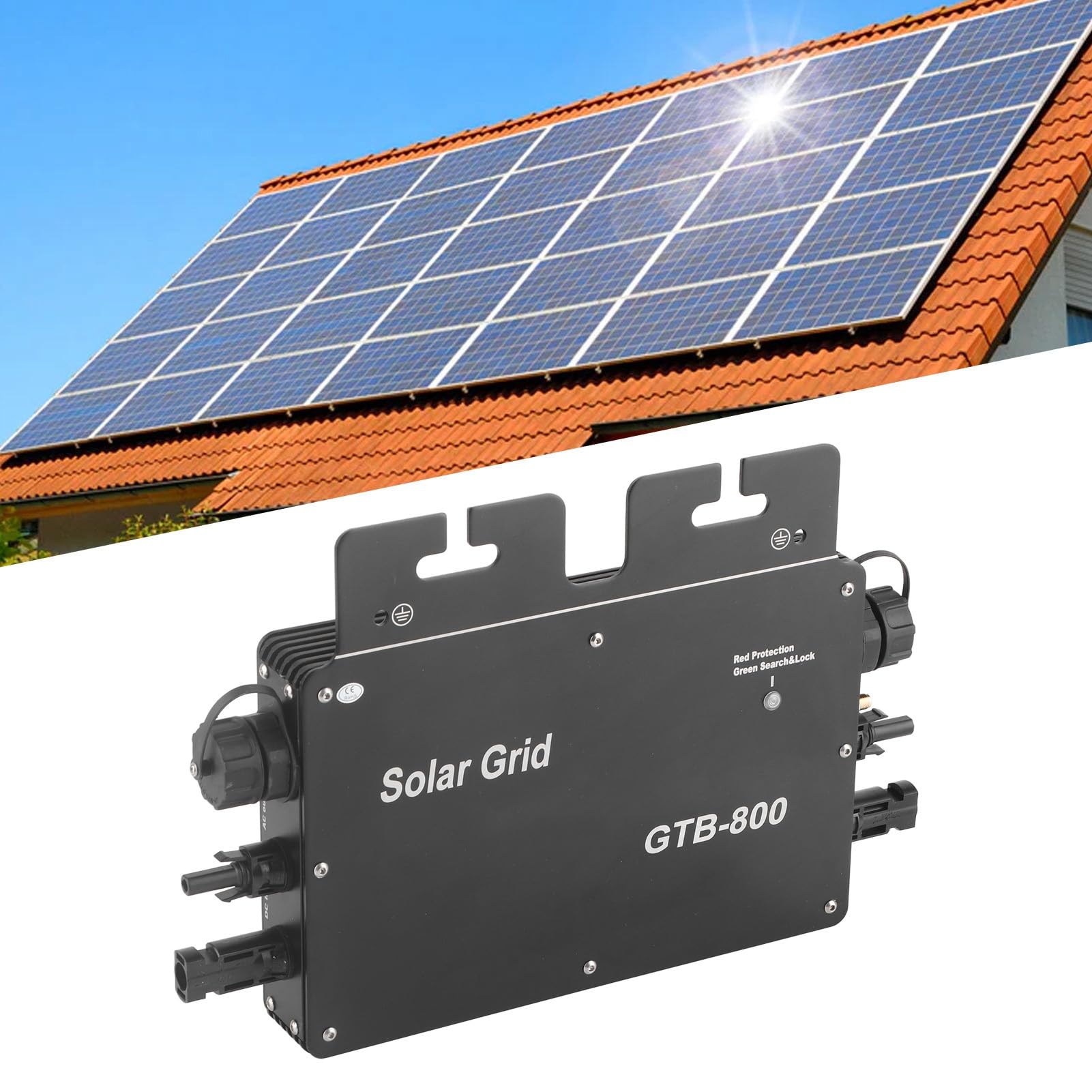 Micro onduleur solaire 800 W, contrôle automatique de l'identification des onduleurs solaires DC vers AC 120 V 230 V (prise américaine noire)
