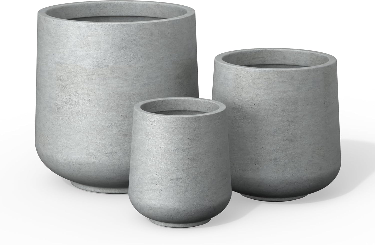 Kante 15.3"+11.6"+8.2" Dia Round Concrete Planter, Large Outdoor Indoor Planter Pots Containers with Drainage Holes and Rubber Plug for Home Garden Patio, Gray Concrete