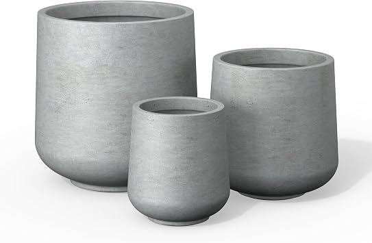 Kante 15.3"+11.6"+8.2" Dia Round Concrete Planter,Large Planter Pots Containers with Drainage Holes for Patio, Balcony, Backyard, Living Room