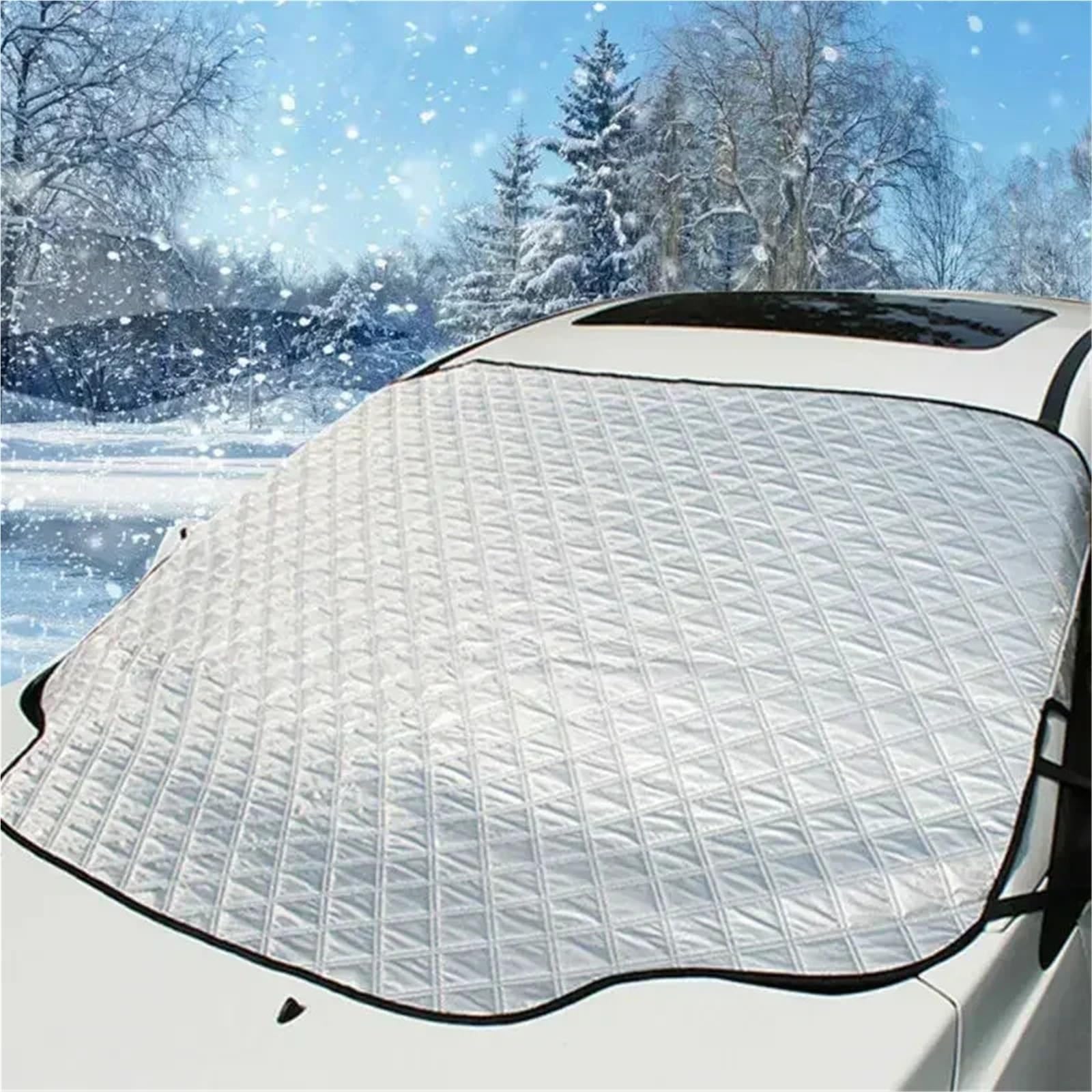 Cubierta del desempañador del Parabrisas del autom Cubierta magnética para Parabrisas de Coche, Protector Nieve para Invierno, contra heladas, Parasol para Exteriores(193x126cm)