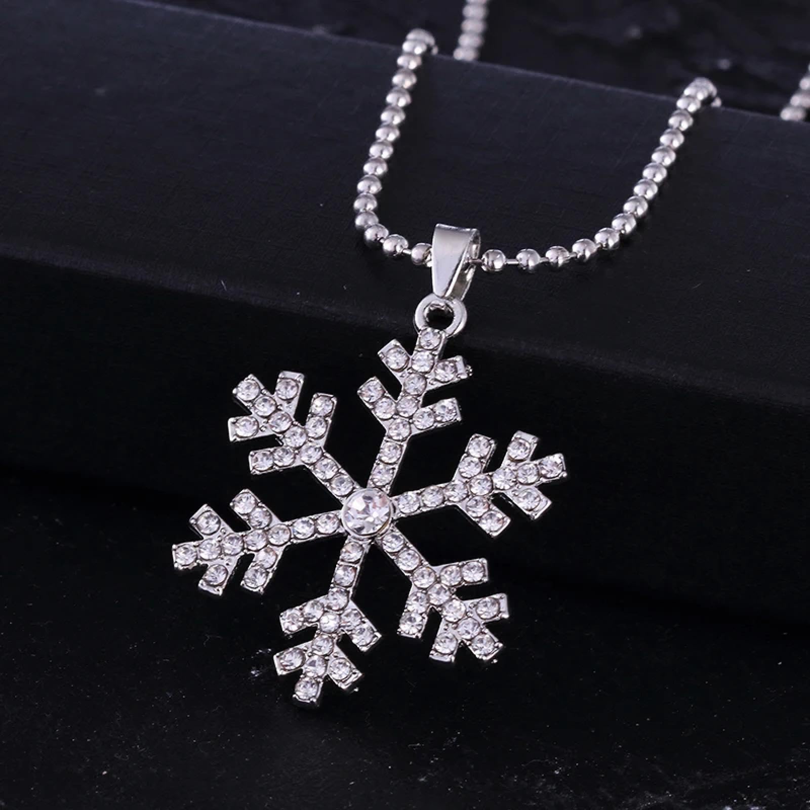 Collar Colgante Cadena Hombre Mujer Joyas Necklace Collar Bule con Encanto De Copo De Nieve Colgante De Flor De Nieve Amigos Regalos Joyería
