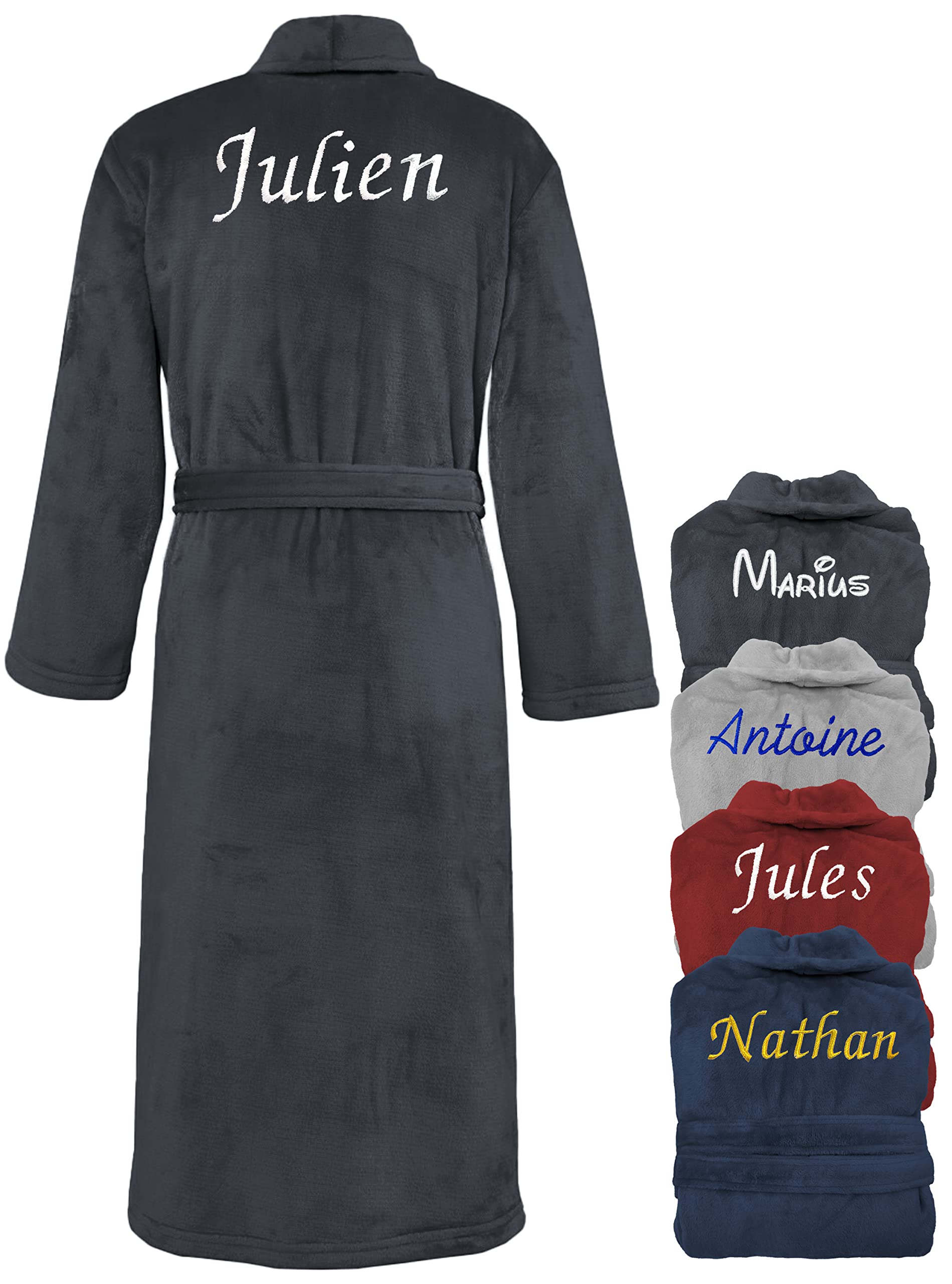 KDO MAGIC Robe de chambre personnalisée pour homme - Peignoir de chambre personnalisable - Prénom brodé - Personnalisé en France - Cadeau de Noël, Fête des pères, Anniversaire, Papa