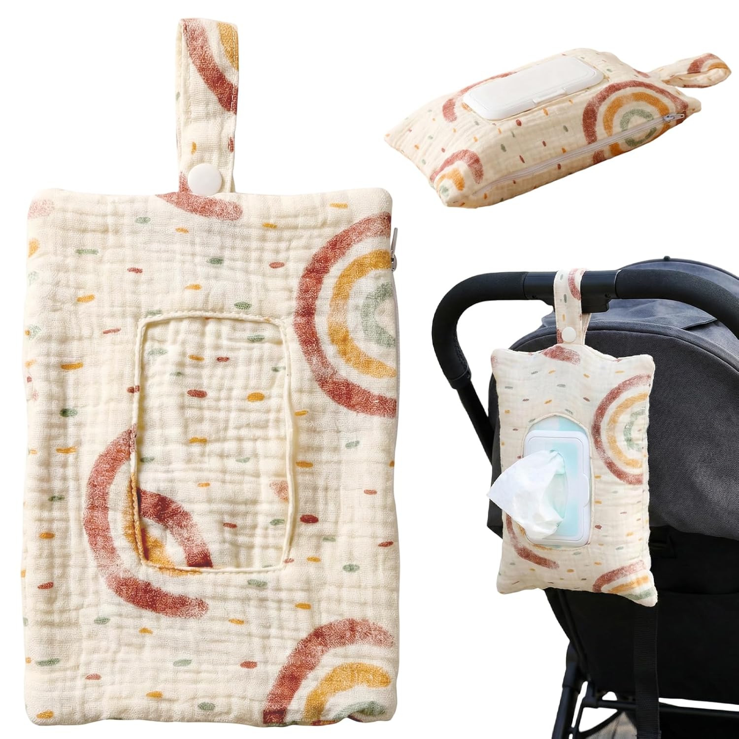 Wipe and Diaper Pouch, Reusable Wipes Pouch with Convenient Dispenser Design, Ideal for Stroller Attachment and Travel Organization, Compact 8.6 x 5.5 Inch Storage Solution