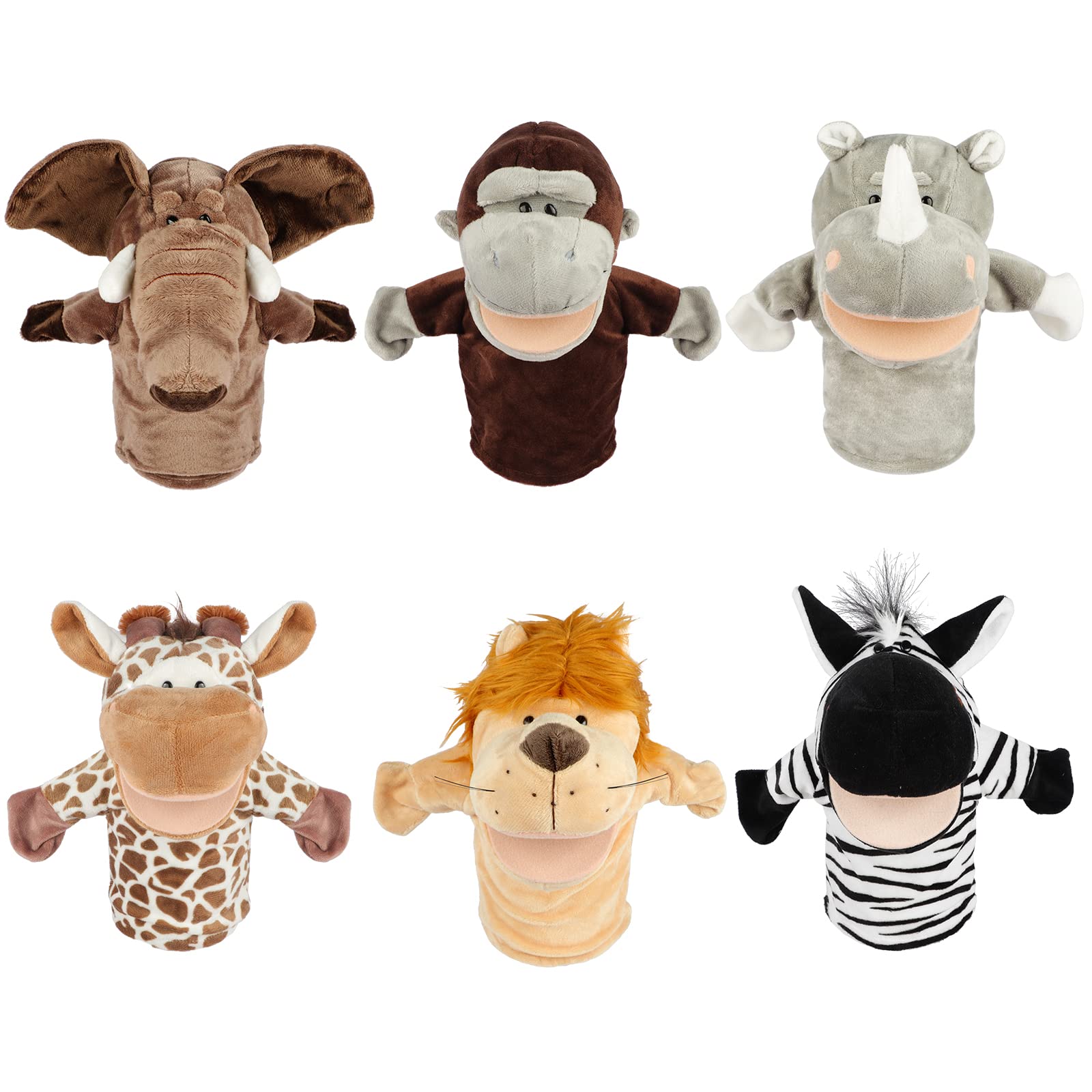 Sunallwell Hand Puppets for Kids, 6 Packs Sooty & Sweep Animal Puppets, Toddlers Boys & Girls with Big Movable Mouths