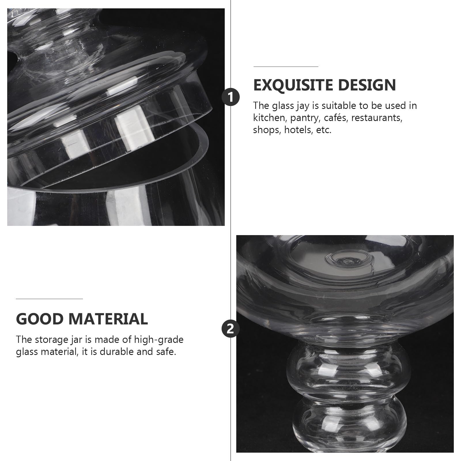 OSALADI Tarro de Cristal con Tapa para Dulces, Frascos de Vidrio Transparentes con Diseño Fácil de Llenar y Forma Hermosa, Adecuado para Cafés y Hoteles