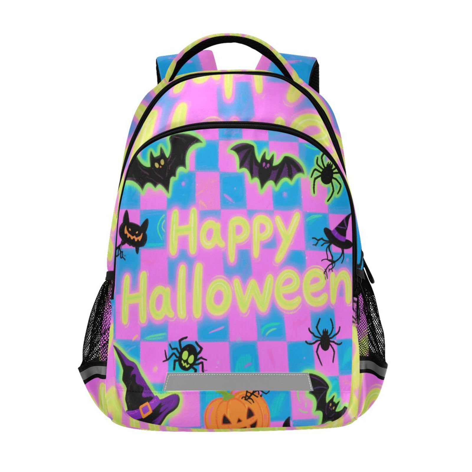 Sac à dos d'Halloween bleu-violet avec sangle de poitrine ajustable - 8