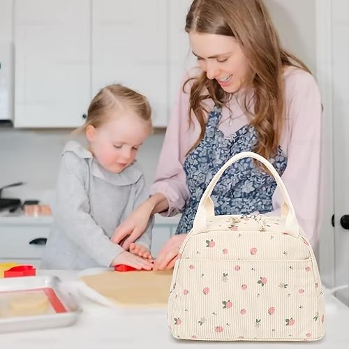 Miniatura 9 de BTOOP Lonchera para mujeres y niñas, bolsa de almuerzo aislada, bonita lonchera de pana para adultos, bolsas pequeñas para el almuerzo,