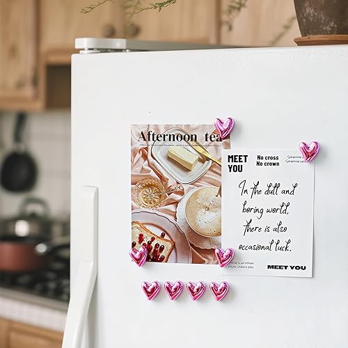 Miniatura 71 de 20 imanes dorados para refrigerador, lindo corazón de amor, imanes decorativos plateados para nevera, juego de imanes de cocina para el hogar