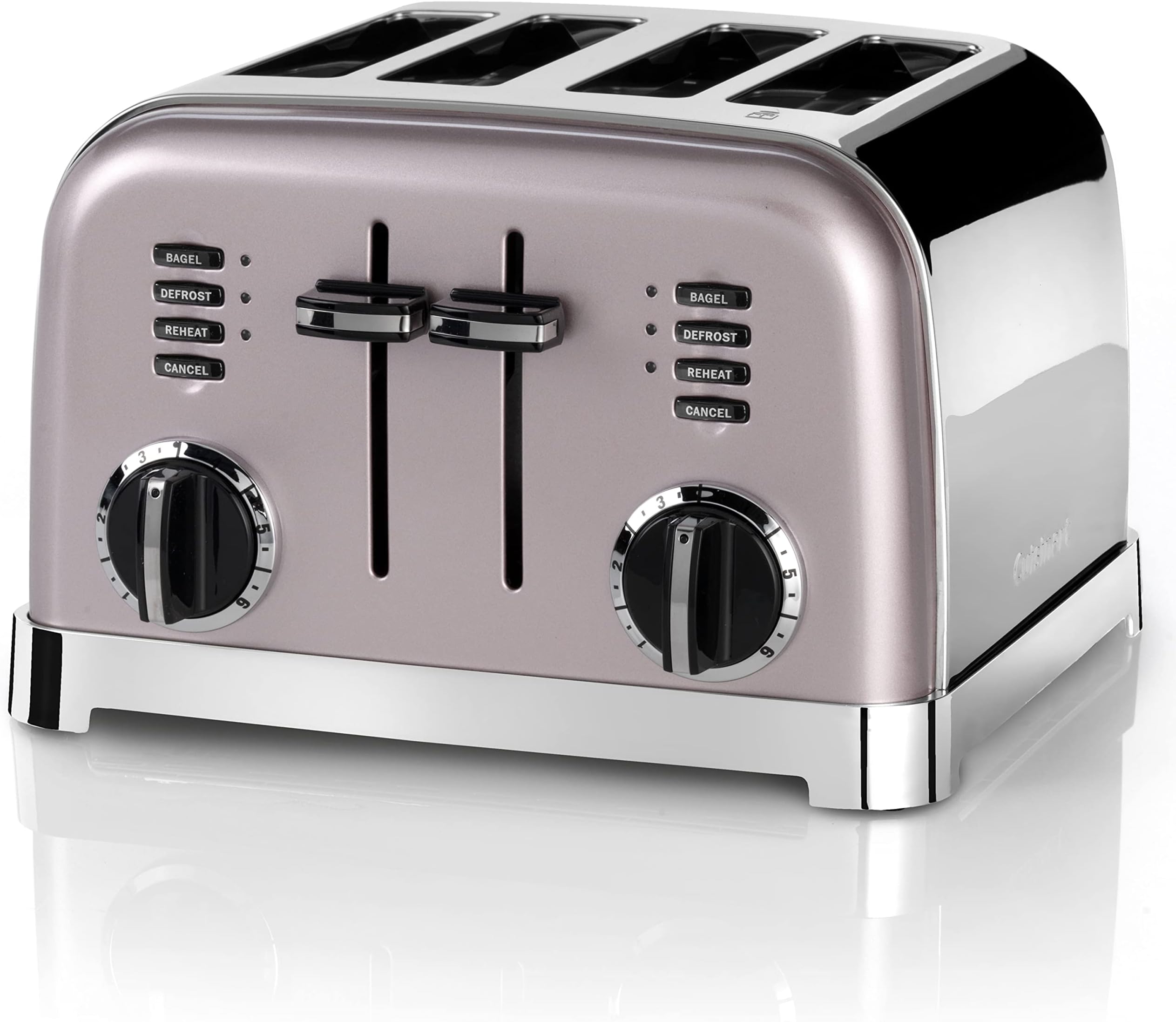 4 slice toaster, Wide slots, ideal for thick bread and bagels, 6 browning levels plus defrost, Wide slots, High lift lever, Matching kettle available, Vintage Rose