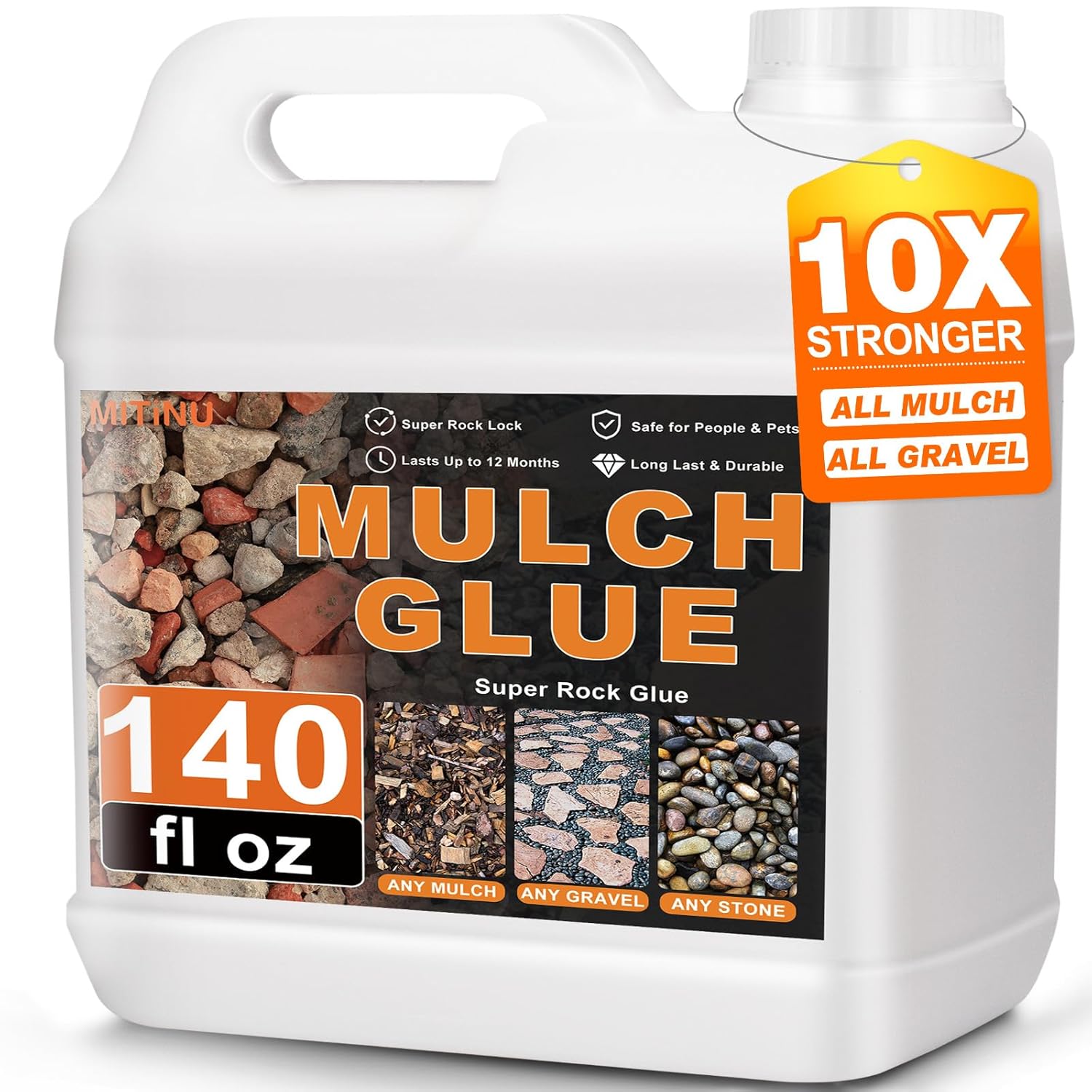 Rock Glue for Landscaping, 140 fl oz – Strong Gravel Binder & Stone Adhesive for Walkways, Patios, and Driveways, Fast-Drying Mulch Glue for Rocks, Pebbles, and Decomposed Granite Stabilizer​