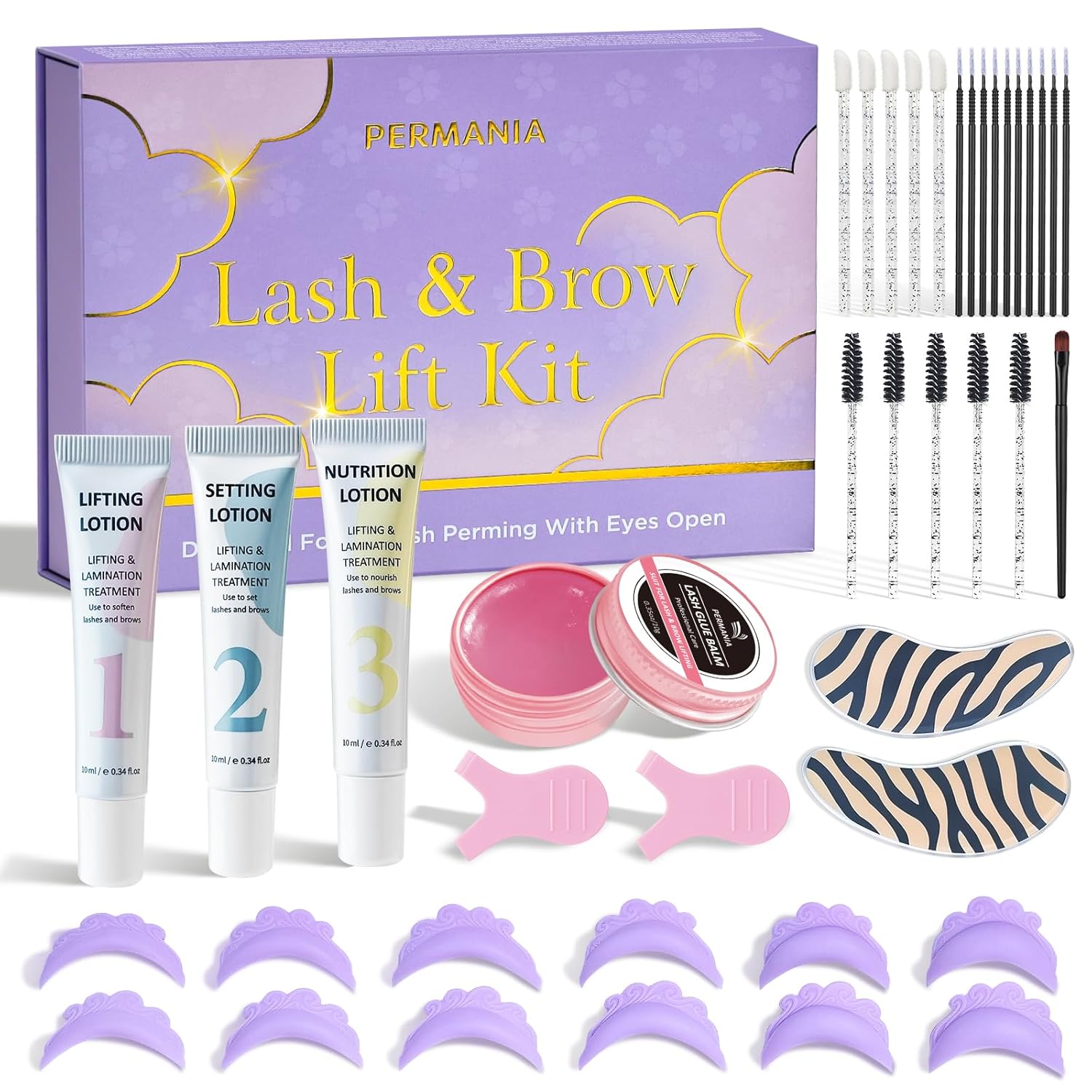 PERMANIA Eyes Open Korean Lash Lift Kit, Easy Use at Home for Eyelash Lifting with Detailed Instruction, Salon Results Instant