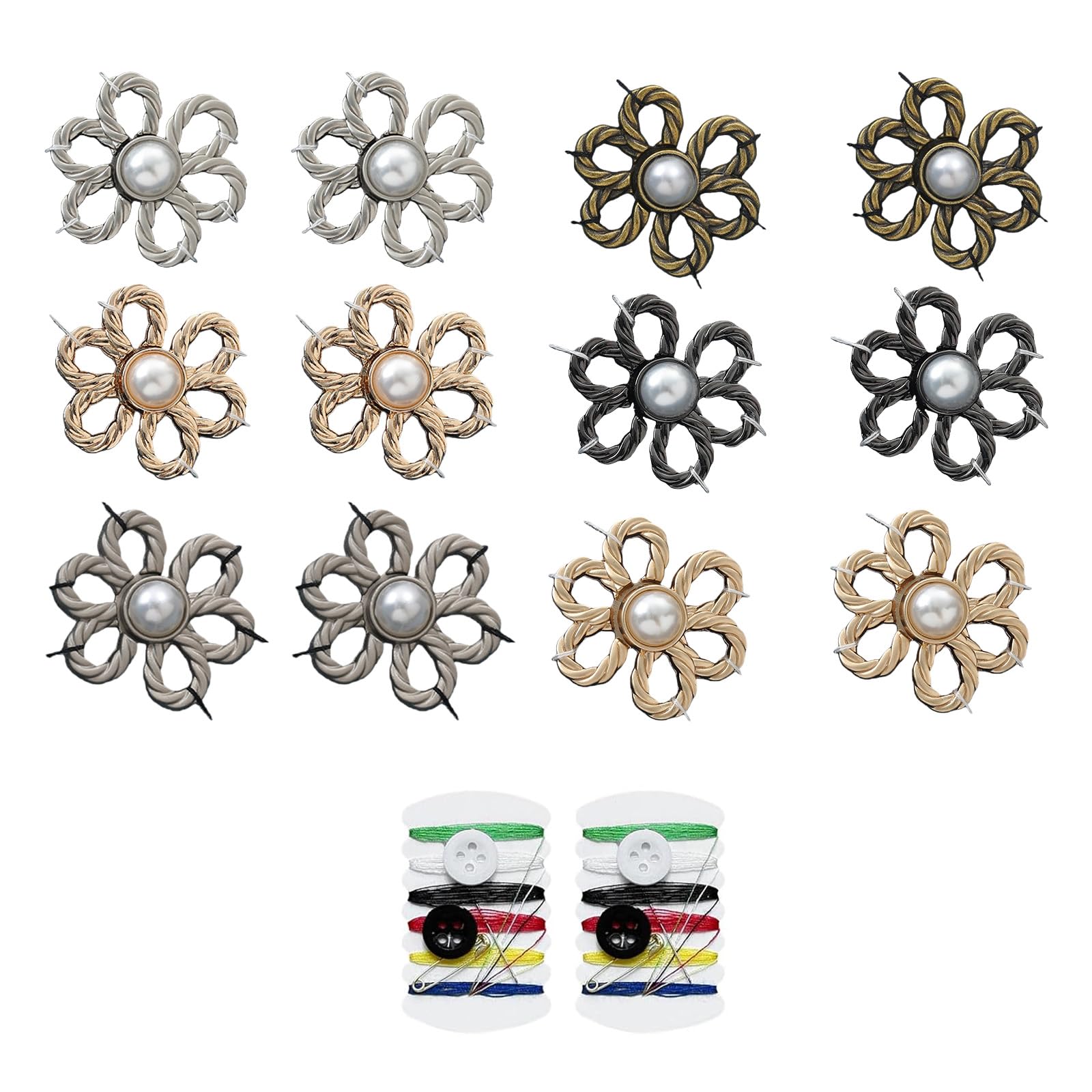 Buxuaaaa Shape Sew-on Alloy Buttons for Clothing Jeans Waist Tighteners, Craft Decoration Adjustable Belt Accessories Sew on Buttons