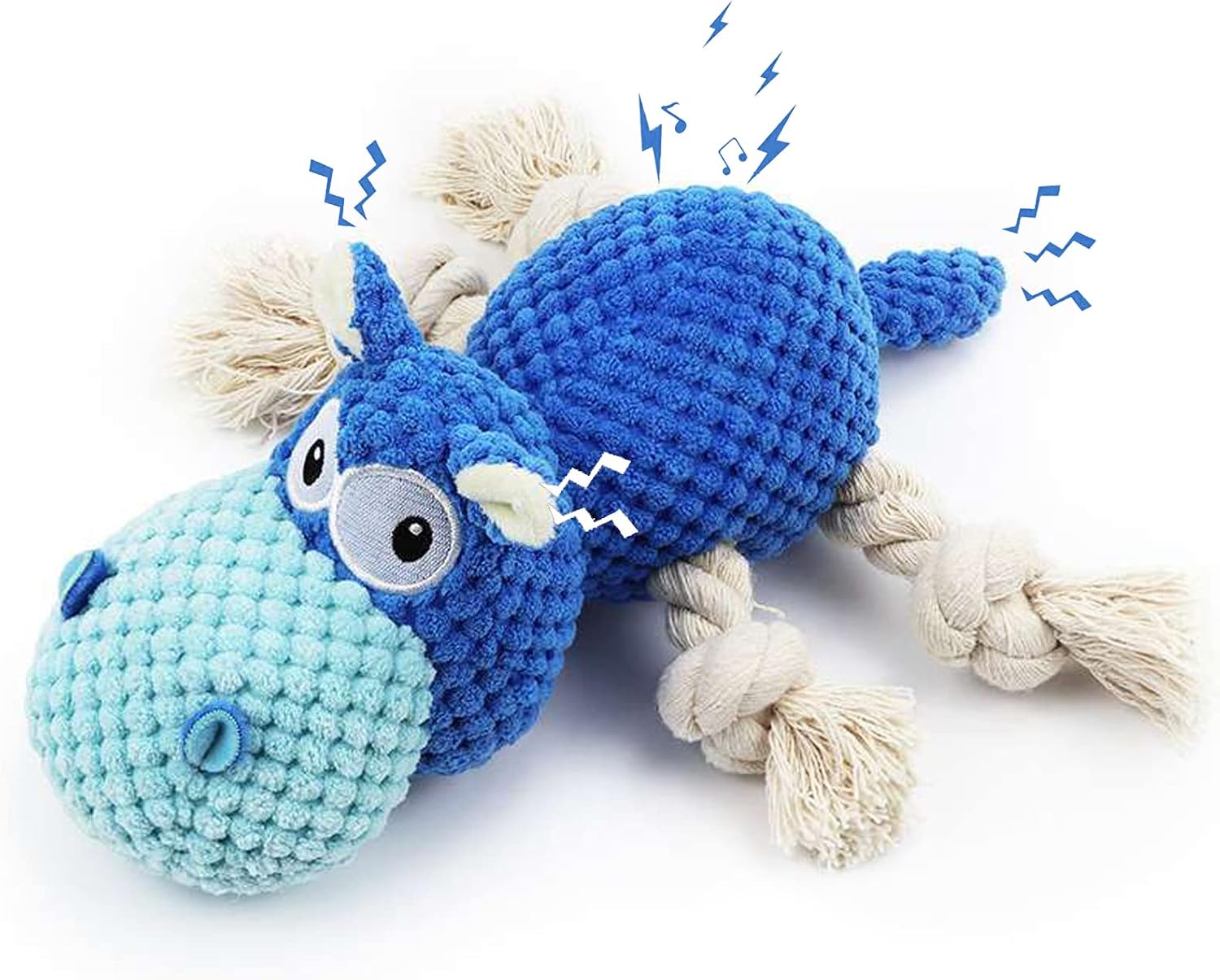 WINSHIDEN Tug of War Plush Dog Toy for Large Breed, Cute Hippo Squeaky Dog Toys with Cotton Crinkle Paper, Stuffed Dog Toys for Chewing…
