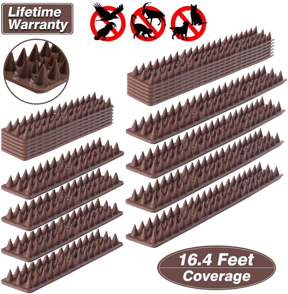 punada Bird Spikes for Pigeons Small Birds Critters - 16 Feet Bird Repellent Spikes Plastic Bird Deterrent Spikes Anti Bird Spikes Strips-Idea for Fences Walls Railings Sheds Roof (10 Strips)