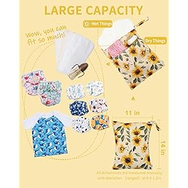 babygoal Wet Dry Bags 3 Pack, Waterproof Travel Bags for Swimsuits, Beach, Pool, Gym,Food Storage and Wet Clothes(Sunflower,Lemon,Stripe),3LN43-B