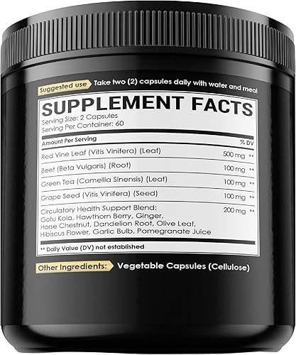 Miniatura 7 de Extracto de hoja de vid roja, 15000 mg de raíz de remolacha, 3000 mg de té verde orgánico, suplemento de 3000 mg y más, apoya la salud del corazón,